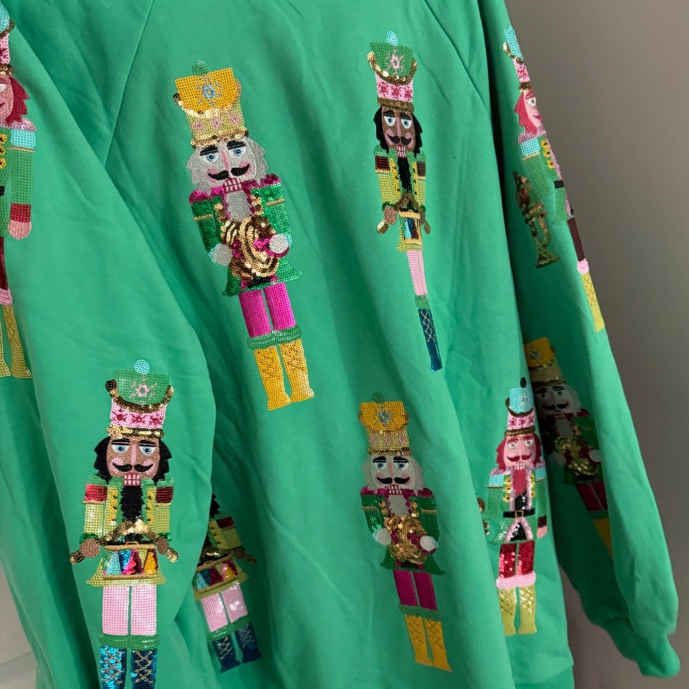 QUEEN OF SPARKLES Green Nutcracker Sweater - Picture 3 of 4